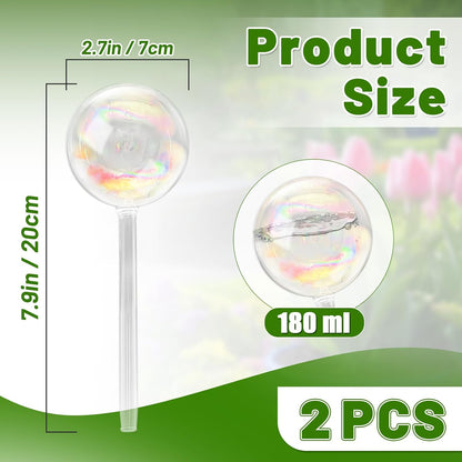 6PCS Plant Watering Globes,Iridescent Rainbow Clear Watering Bulbs,Glass Self Watering Planter Insert,Watering Bulbs for Flowerpot,Indoor,Outdoor,Hanging Plants Home Garden(3 Large+3 Small)