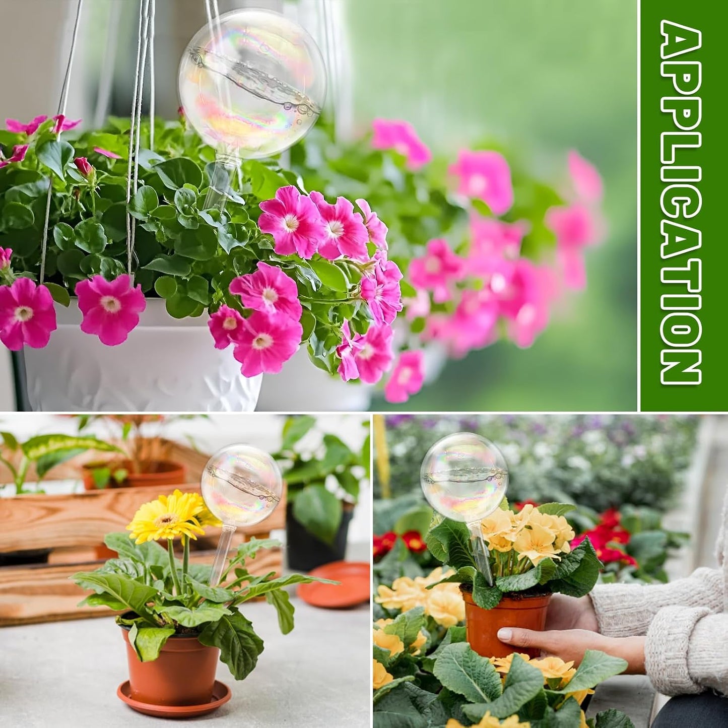 6PCS Plant Watering Globes,Iridescent Rainbow Clear Watering Bulbs,Glass Self Watering Planter Insert,Watering Bulbs for Flowerpot,Indoor,Outdoor,Hanging Plants Home Garden(3 Large+3 Small)