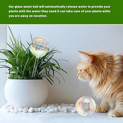 6PCS Plant Watering Globes,Iridescent Rainbow Clear Watering Bulbs,Glass Self Watering Planter Insert,Watering Bulbs for Flowerpot,Indoor,Outdoor,Hanging Plants Home Garden(3 Large+3 Small)
