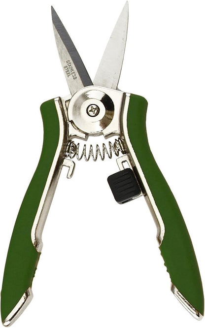 ColorPoint Stainless Steel Compact Garden Pruning Shears, Hand Pruner, Garden Clippers, with Heavy Duty Blade and Easy grip Handle, Green