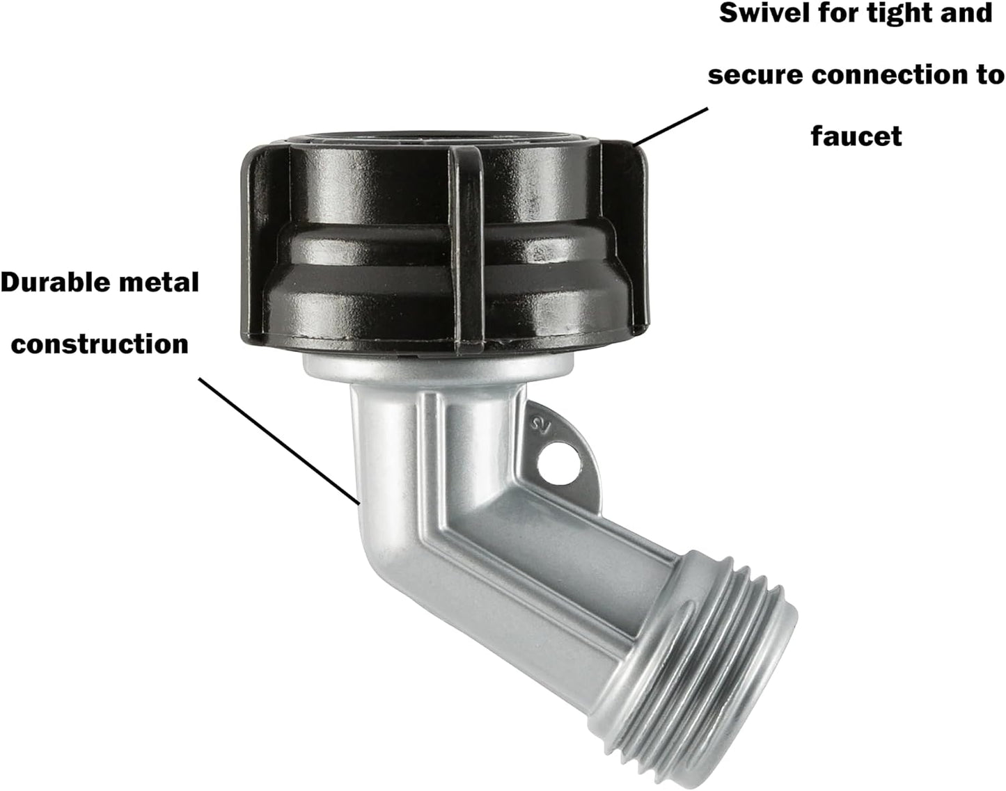 Heavy Duty Garden Hose Elbow Connector, 45 Degree Metal Water Hose Connector with Swivel Connect