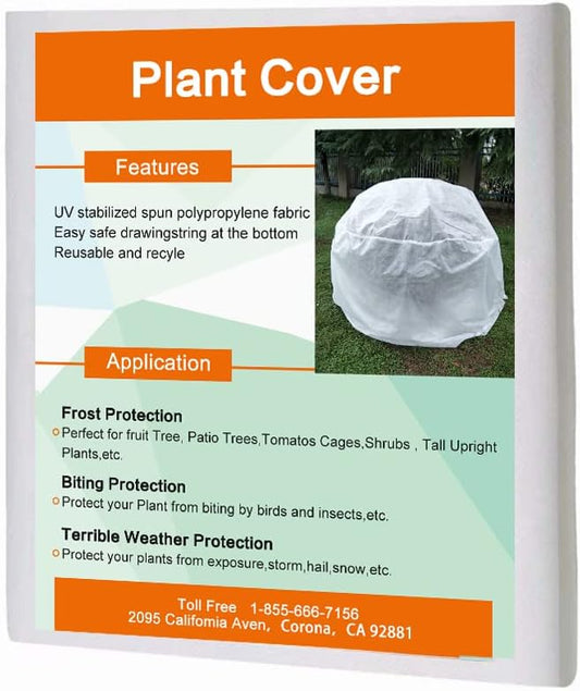 Plant Cover Warm Worth Frost Blanket 0.55oz 40" Hx60 Dia Rectangle Hanging Plant JacketShrub Jacket for Season Extension&Frost Protection,White