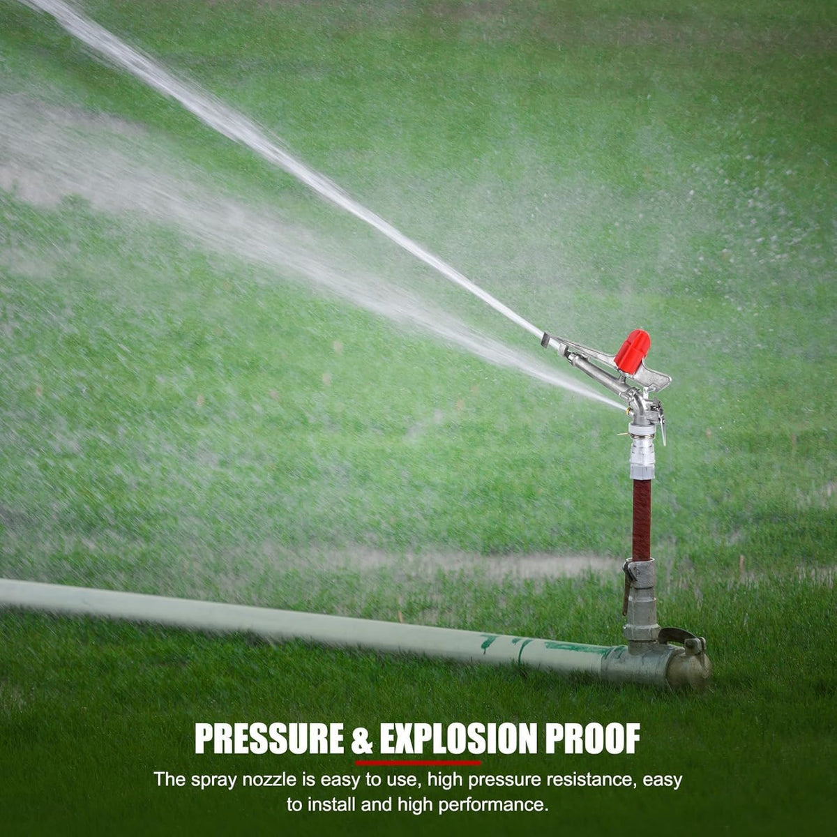 1.5in 360° Agriculture Farm Irrigation Sprinklers, Adjustable Impact Gun Sprinkler with Nozzle Set Large Area Irrigation Watering Spray Gun, Female Thread Rocking Arm Rotation Accessories