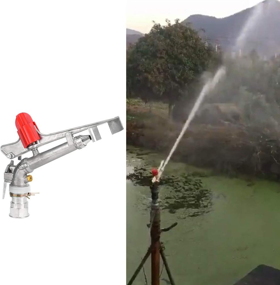 1.5in 360° Agriculture Farm Irrigation Sprinklers, Adjustable Impact Gun Sprinkler with Nozzle Set Large Area Irrigation Watering Spray Gun, Female Thread Rocking Arm Rotation Accessories