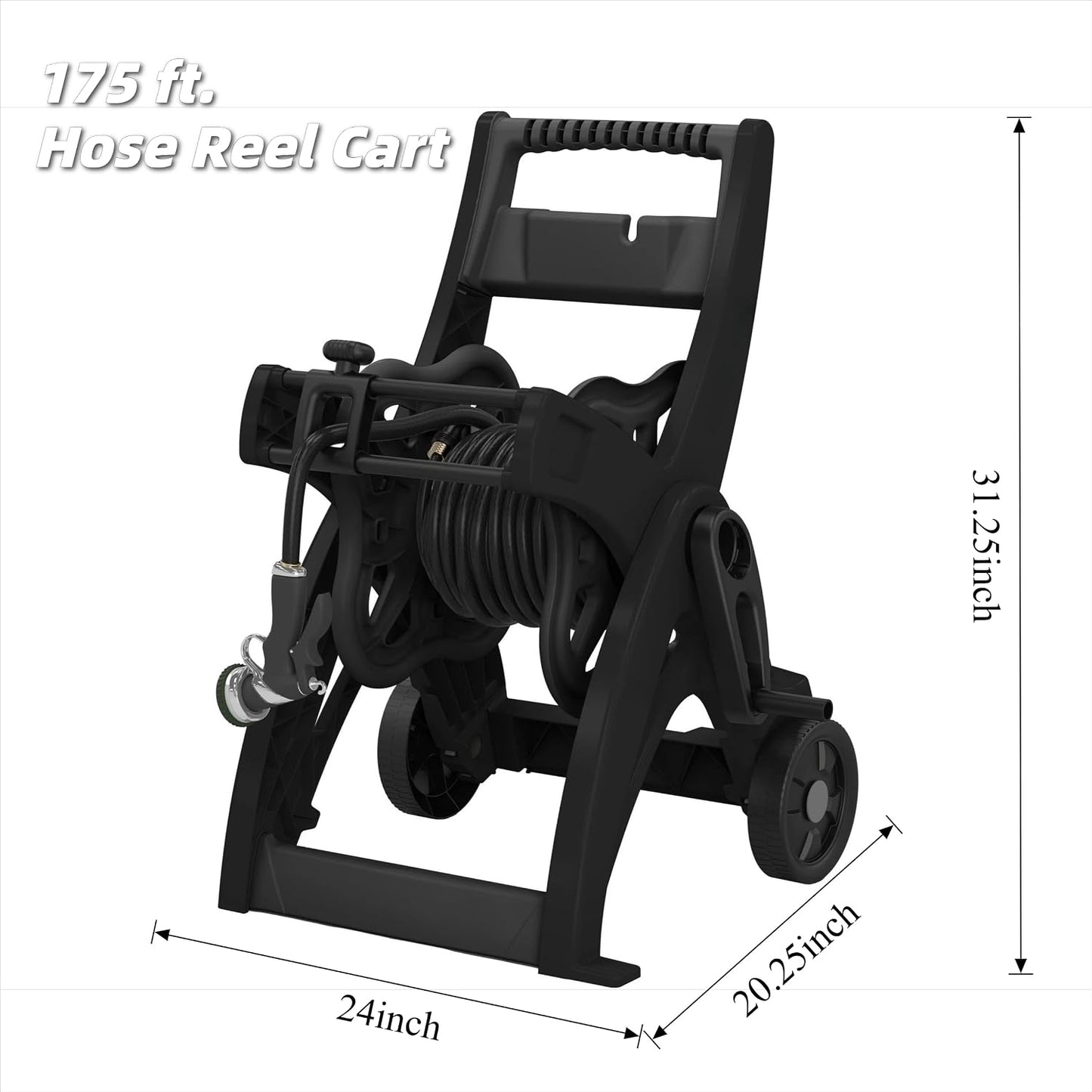 100FT Hose Reel Storage Box, Water Hose Holder,Compact Resin Garden Hose Reel, Mount Outdoor Organizer with Handle for Yard and Garden, Fits Standard 5/8-Inch Hoses, No Assembly Needed,Black
