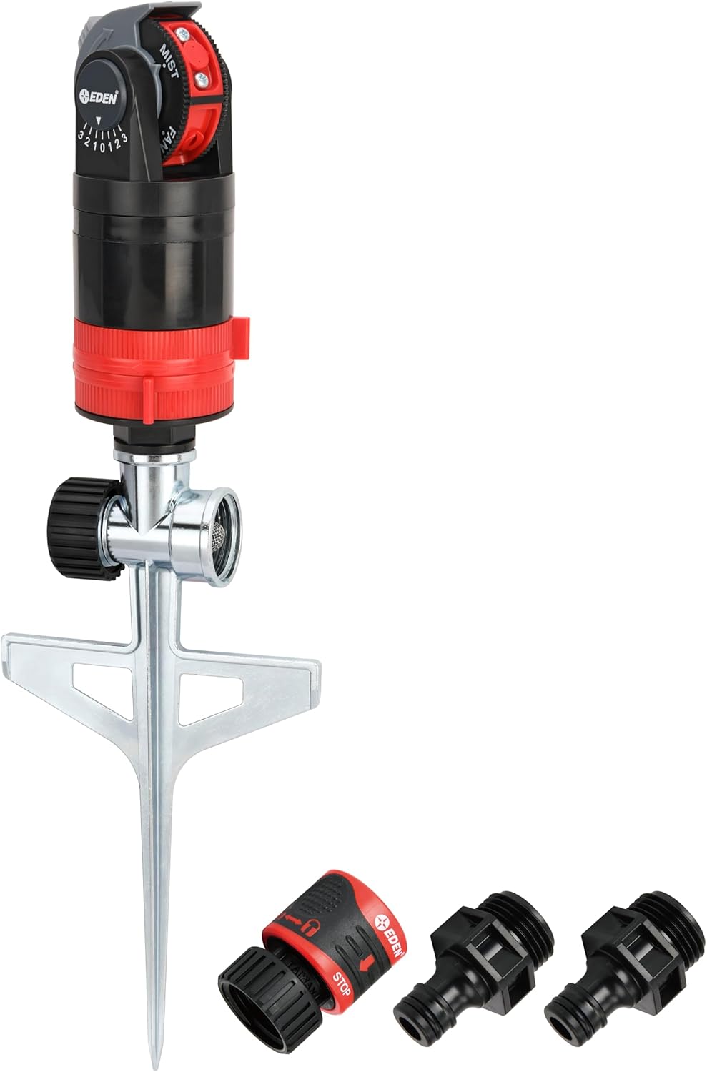 94143 Multi-Pattern Sprinkler Plus One-Direction Misting System with Metal Sprike Set; Gear Drive, Heavy Duty, Gardening Watering System, Garden&Lawns, 5 Pattern, Coverage up to 3737sq.ft