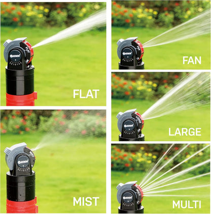 94143 Multi-Pattern Sprinkler Plus One-Direction Misting System with Metal Sprike Set; Gear Drive, Heavy Duty, Gardening Watering System, Garden&Lawns, 5 Pattern, Coverage up to 3737sq.ft