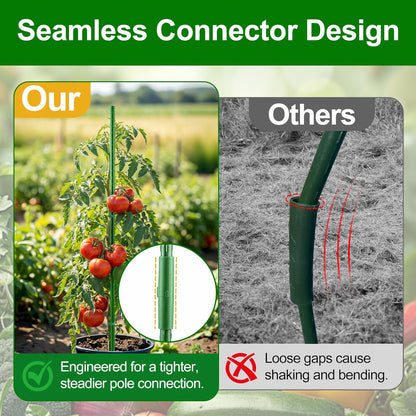 Garden Stakes16 Inch 48 Pack, Tomato cage DIY 4ft 5ft 6ft 7ft 8ft Plant Support Stakes with Connectors and Clips, Plastic Coated Metal Sticks for Tomato Indoor Outdoor