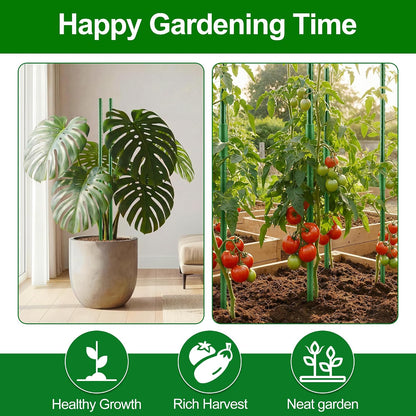 Garden Stakes16 Inch 48 Pack, Tomato cage DIY 4ft 5ft 6ft 7ft 8ft Plant Support Stakes with Connectors and Clips, Plastic Coated Metal Sticks for Tomato Indoor Outdoor