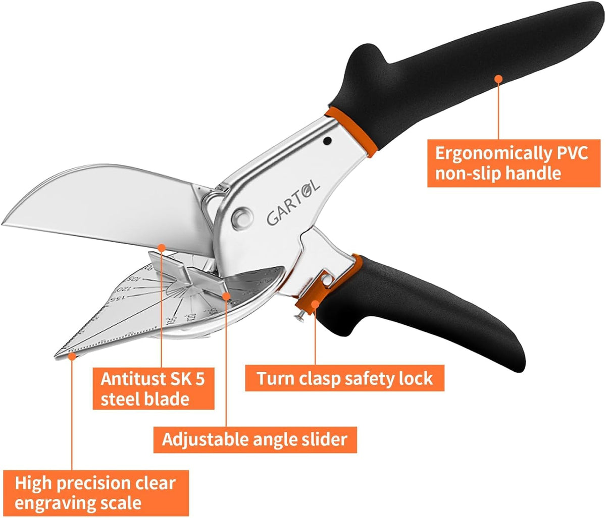 45-135° Adjustable Miter Shears, Quarter Round Cutter for PVC & Trim