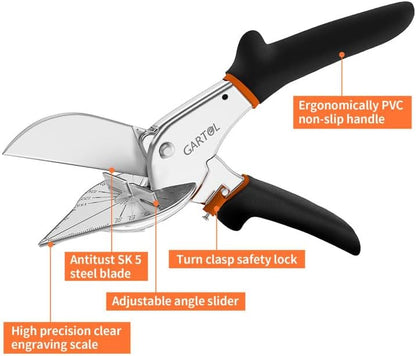 45-135° Adjustable Miter Shears, Quarter Round Cutter for PVC & Trim