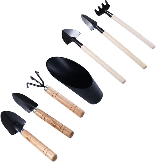 7 Pcs Succulent Gardending Hand Tools,Miniature Fairy Garden Small Plants Care Tool Sets,Mini Garden Tool Set-Small Shovel Rake Spade Soil Scoops
