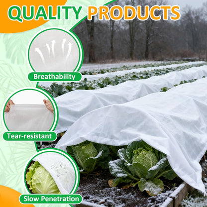 White Plant Covers Freeze Protection, 10 x 50 ft - 0.9 oz/yd² Frost Cloths for Outdoor Plants, Tree Covers Freeze Protection, Winter Garden Blanket, Sun Cover for Plants for Greenhouse, Vegetables
