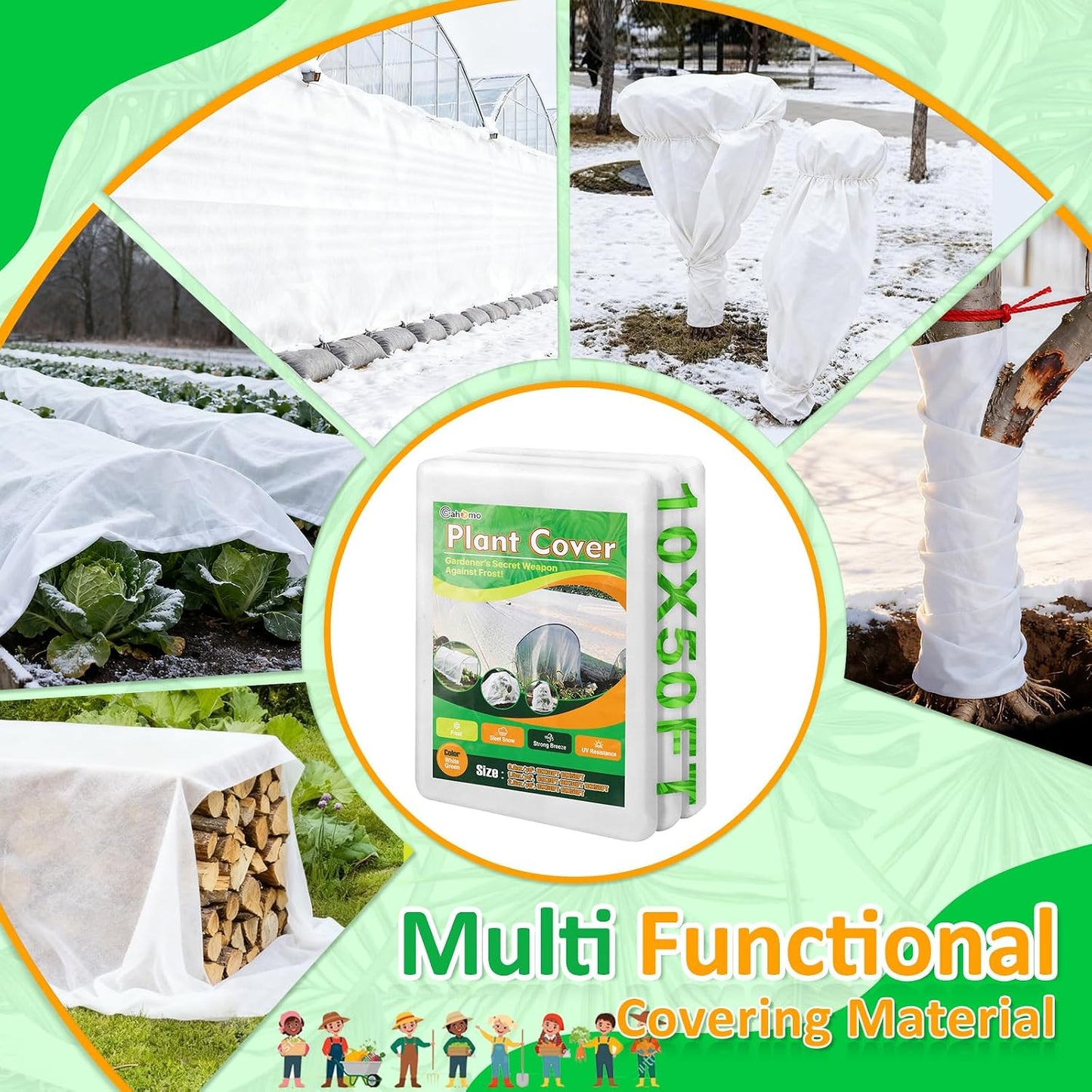 White Plant Covers Freeze Protection, 10 x 50 ft - 0.9 oz/yd² Frost Cloths for Outdoor Plants, Tree Covers Freeze Protection, Winter Garden Blanket, Sun Cover for Plants for Greenhouse, Vegetables