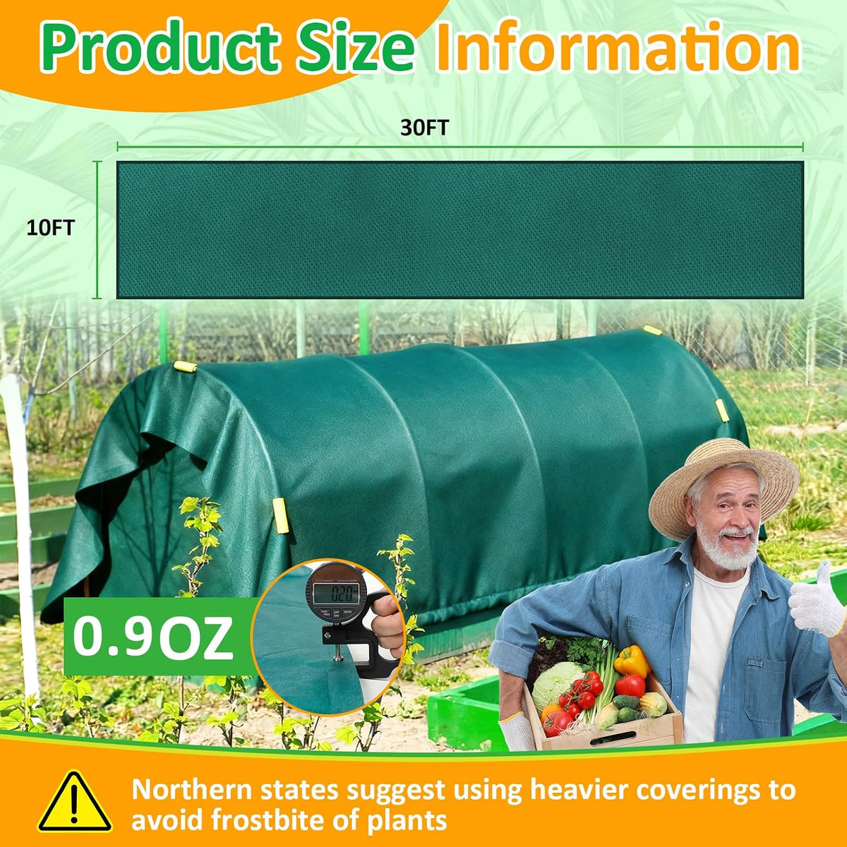 White Plant Covers Freeze Protection, 10 x 50 ft - 0.9 oz/yd² Frost Cloths for Outdoor Plants, Tree Covers Freeze Protection, Winter Garden Blanket, Sun Cover for Plants for Greenhouse, Vegetables