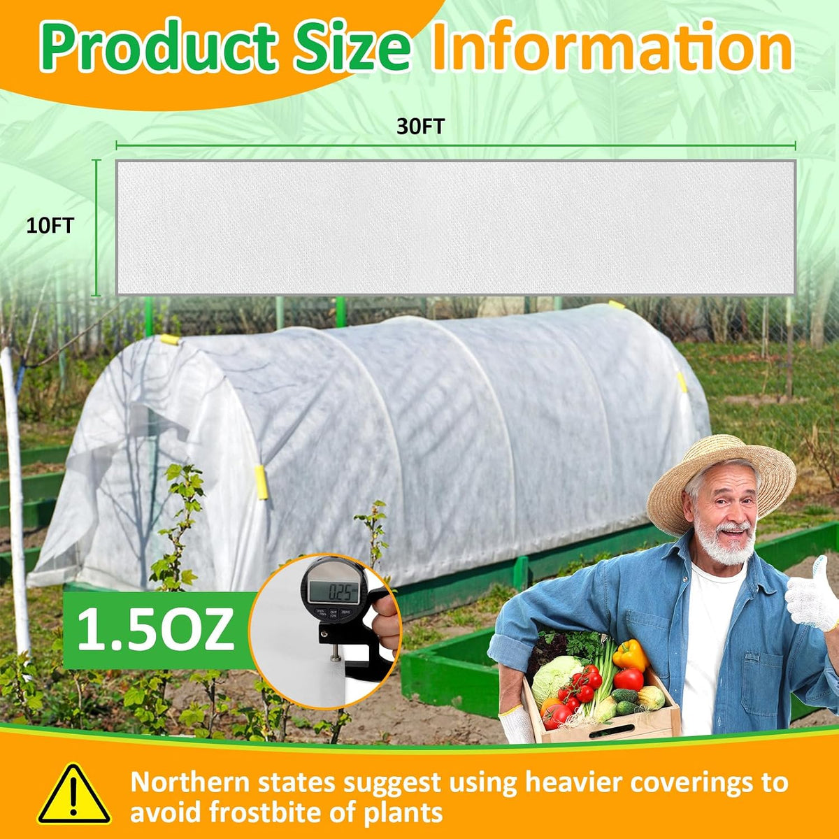 White Plant Covers Freeze Protection, 10 x 50 ft - 0.9 oz/yd² Frost Cloths for Outdoor Plants, Tree Covers Freeze Protection, Winter Garden Blanket, Sun Cover for Plants for Greenhouse, Vegetables