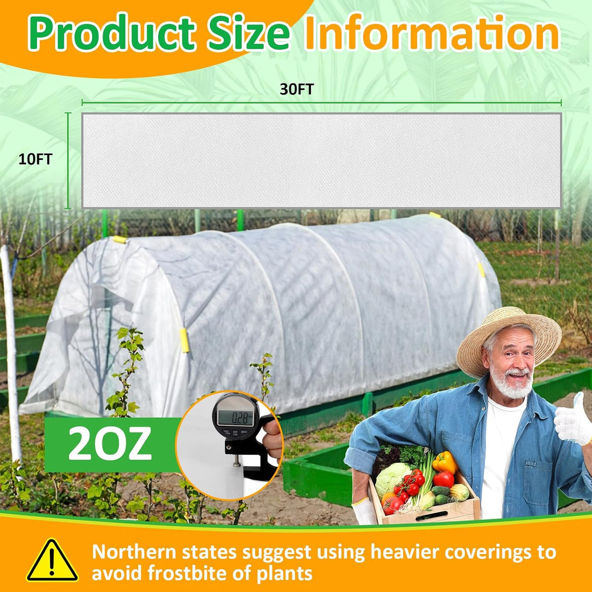 White Plant Covers Freeze Protection, 10 x 50 ft - 0.9 oz/yd² Frost Cloths for Outdoor Plants, Tree Covers Freeze Protection, Winter Garden Blanket, Sun Cover for Plants for Greenhouse, Vegetables
