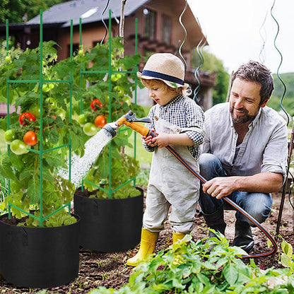 3 Packs 47 x 16 x 16 Inch Garden Tomato Cages with 17 Gallon Grow Bags- Square Plant Support Trellis Assembled with Planter Bags- Garden Cucumber Vegetables Frames for Vertical Climbing Plants