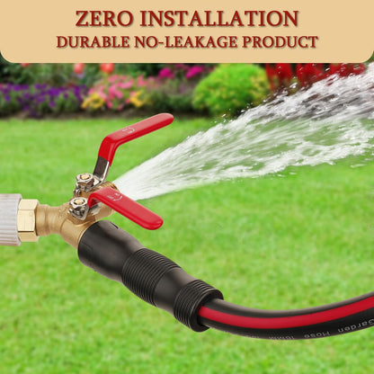 Garden Water Hose Splitter - RV Water Splitter 2 Way Heavy Duty Brass Spigot Hose Splitter - Outdoor Y Hose Bib 2 Valves with 2 Extra Rubber Washers for 3/4" Hose Connector (Red)