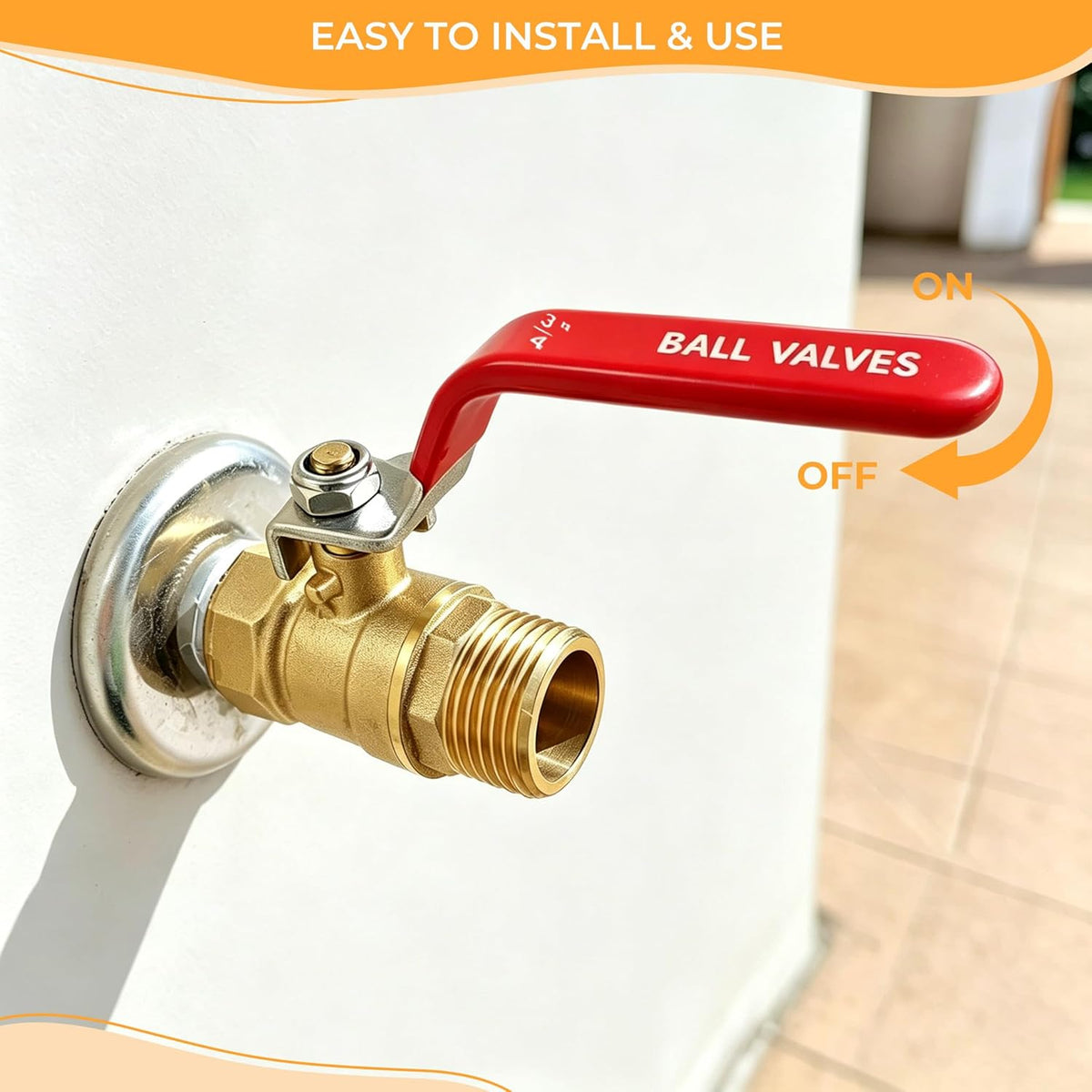 Garden Water Hose Splitter - RV Water Splitter 2 Way Heavy Duty Brass Spigot Hose Splitter - Outdoor Y Hose Bib 2 Valves with 2 Extra Rubber Washers for 3/4" Hose Connector (Red)