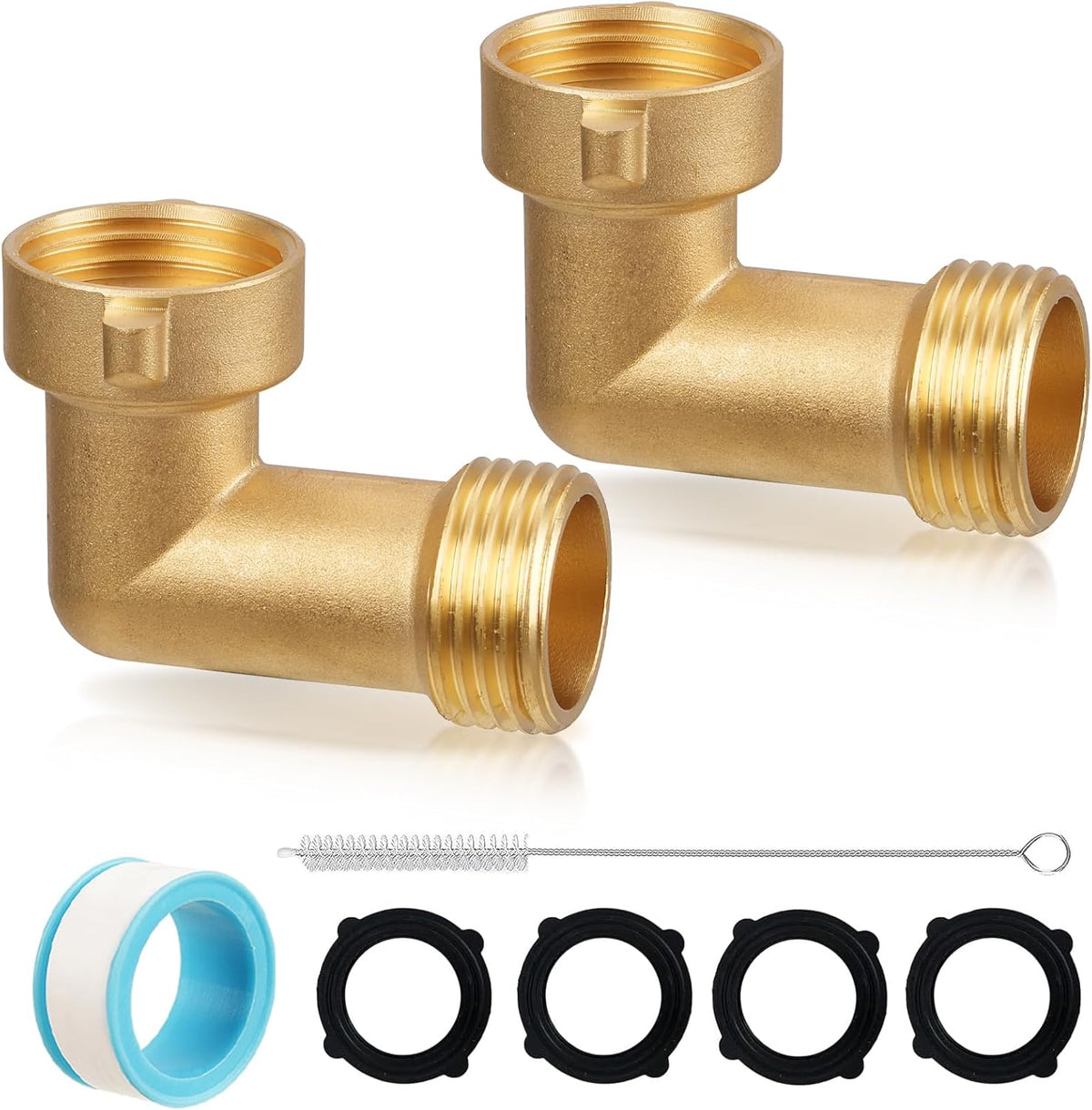Garden Water Hose Splitter - RV Water Splitter 2 Way Heavy Duty Brass Spigot Hose Splitter - Outdoor Y Hose Bib 2 Valves with 2 Extra Rubber Washers for 3/4" Hose Connector (Red)
