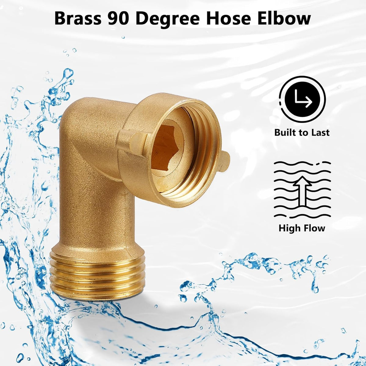Garden Water Hose Splitter - RV Water Splitter 2 Way Heavy Duty Brass Spigot Hose Splitter - Outdoor Y Hose Bib 2 Valves with 2 Extra Rubber Washers for 3/4" Hose Connector (Red)