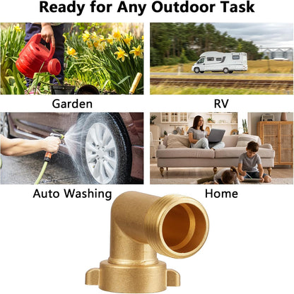 Garden Water Hose Splitter - RV Water Splitter 2 Way Heavy Duty Brass Spigot Hose Splitter - Outdoor Y Hose Bib 2 Valves with 2 Extra Rubber Washers for 3/4" Hose Connector (Red)