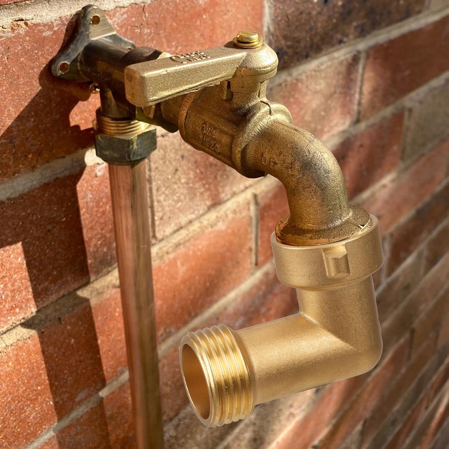 Garden Water Hose Splitter - RV Water Splitter 2 Way Heavy Duty Brass Spigot Hose Splitter - Outdoor Y Hose Bib 2 Valves with 2 Extra Rubber Washers for 3/4" Hose Connector (Red)