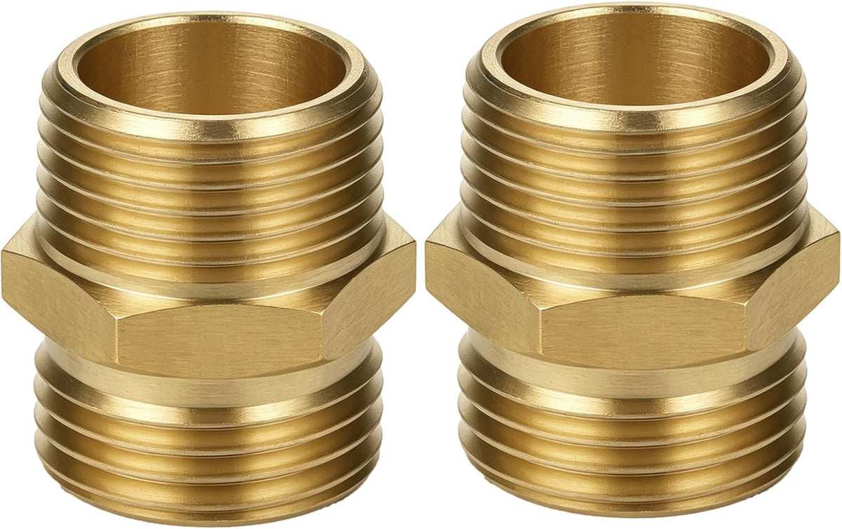 Garden Water Hose Splitter - RV Water Splitter 2 Way Heavy Duty Brass Spigot Hose Splitter - Outdoor Y Hose Bib 2 Valves with 2 Extra Rubber Washers for 3/4" Hose Connector (Red)