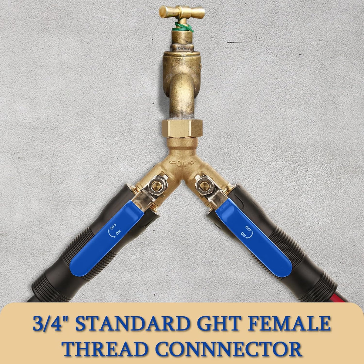 Garden Water Hose Splitter - RV Water Splitter 2 Way Heavy Duty Brass Spigot Hose Splitter - Outdoor Y Hose Bib 2 Valves with 2 Extra Rubber Washers for 3/4" Hose Connector (Red)