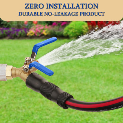 Garden Water Hose Splitter - RV Water Splitter 2 Way Heavy Duty Brass Spigot Hose Splitter - Outdoor Y Hose Bib 2 Valves with 2 Extra Rubber Washers for 3/4" Hose Connector (Red)