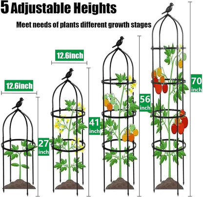 6FT Garden Obelisk Trellis for Climbing Plants,70”Metal Plant Support Tower, Heavy Duty Thickened Tube,Rustproof Black Flower Stand for Vines, Roses, Outdoor & Indoor Use