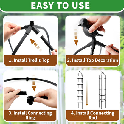 6FT Garden Obelisk Trellis for Climbing Plants,70”Metal Plant Support Tower, Heavy Duty Thickened Tube,Rustproof Black Flower Stand for Vines, Roses, Outdoor & Indoor Use