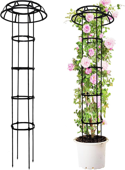6FT Garden Obelisk Trellis for Climbing Plants,70”Metal Plant Support Tower, Heavy Duty Thickened Tube,Rustproof Black Flower Stand for Vines, Roses, Outdoor & Indoor Use