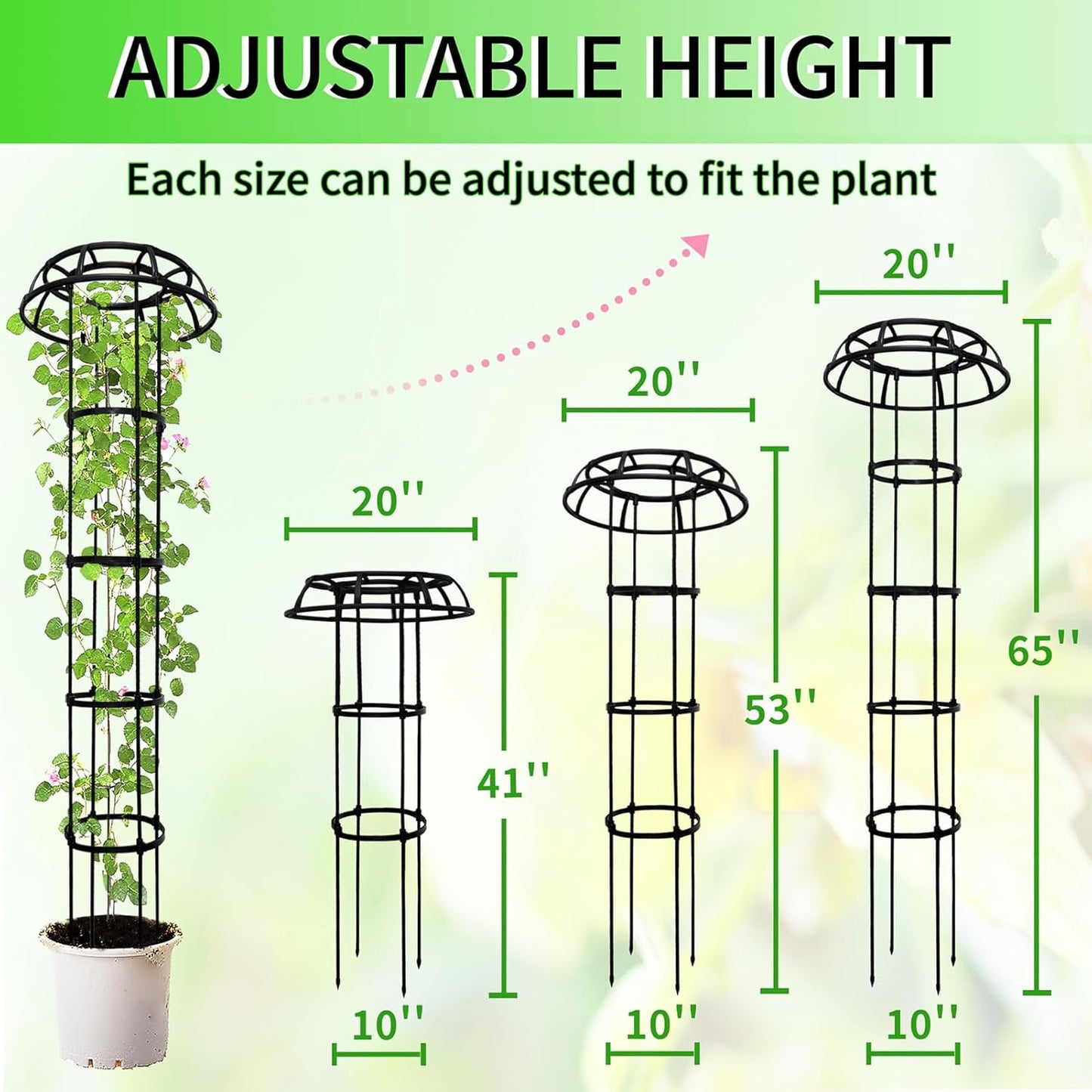 6FT Garden Obelisk Trellis for Climbing Plants,70”Metal Plant Support Tower, Heavy Duty Thickened Tube,Rustproof Black Flower Stand for Vines, Roses, Outdoor & Indoor Use