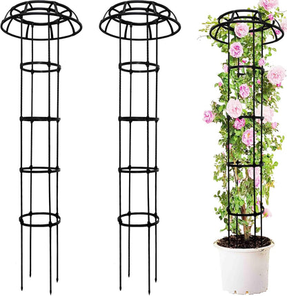 6FT Garden Obelisk Trellis for Climbing Plants,70”Metal Plant Support Tower, Heavy Duty Thickened Tube,Rustproof Black Flower Stand for Vines, Roses, Outdoor & Indoor Use