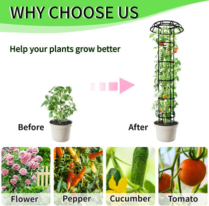 6FT Garden Obelisk Trellis for Climbing Plants,70”Metal Plant Support Tower, Heavy Duty Thickened Tube,Rustproof Black Flower Stand for Vines, Roses, Outdoor & Indoor Use