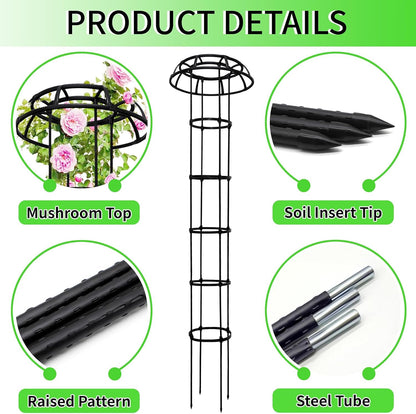6FT Garden Obelisk Trellis for Climbing Plants,70”Metal Plant Support Tower, Heavy Duty Thickened Tube,Rustproof Black Flower Stand for Vines, Roses, Outdoor & Indoor Use