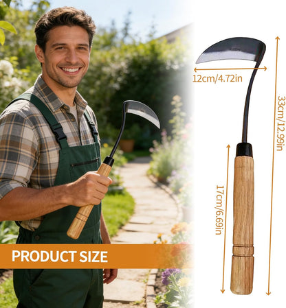 Kana Hoe 217 Japanese Garden Tool - Hand Hoe/Sickle is Perfect for Weeding and Cultivating. The Blade Edge is Very Sharp. (Beijing-022)