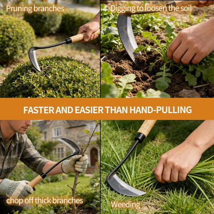 Kana Hoe 217 Japanese Garden Tool - Hand Hoe/Sickle is Perfect for Weeding and Cultivating. The Blade Edge is Very Sharp. (Beijing-022)
