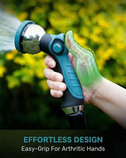 Garden Hose Nozzle Heavy Duty, Metal Water Hose Sprayer with 10 Adjustable Spray Patterns, Thumb Control On Off Valve, High Pressure Hose Nozzle for Watering, Cleaning, Car Washing & Pet Shower