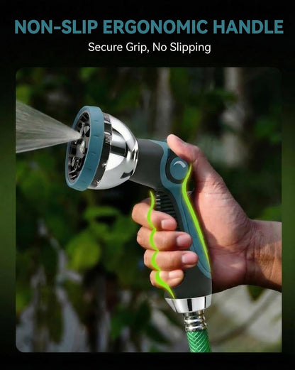 Garden Hose Nozzle Heavy Duty, Metal Water Hose Sprayer with 10 Adjustable Spray Patterns, Thumb Control On Off Valve, High Pressure Hose Nozzle for Watering, Cleaning, Car Washing & Pet Shower