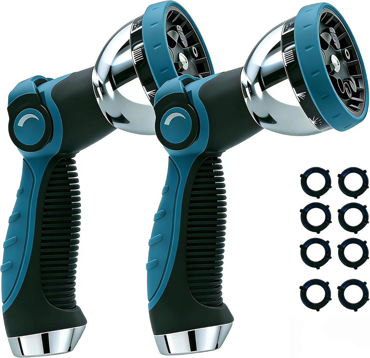 Garden Hose Nozzle Heavy Duty, Metal Water Hose Sprayer with 10 Adjustable Spray Patterns, Thumb Control On Off Valve, High Pressure Hose Nozzle for Watering, Cleaning, Car Washing & Pet Shower