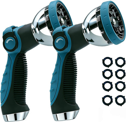 Garden Hose Nozzle Heavy Duty, Metal Water Hose Sprayer with 10 Adjustable Spray Patterns, Thumb Control On Off Valve, High Pressure Hose Nozzle for Watering, Cleaning, Car Washing & Pet Shower