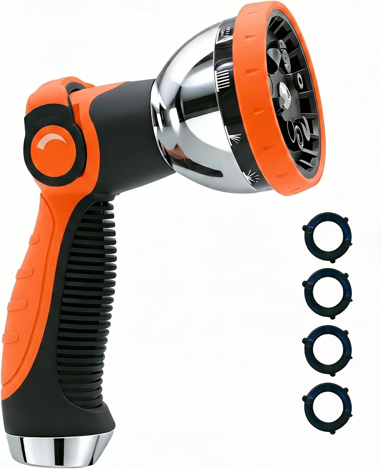 Garden Hose Nozzle Heavy Duty, Metal Water Hose Sprayer with 10 Adjustable Spray Patterns, Thumb Control On Off Valve, High Pressure Hose Nozzle for Watering, Cleaning, Car Washing & Pet Shower