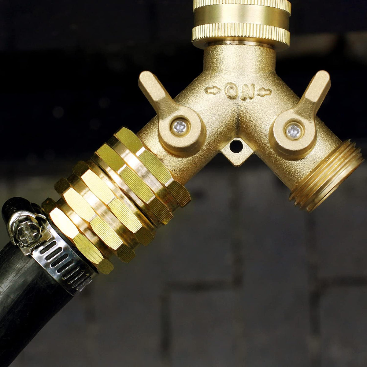 Solid brass Garden Hose Fittings Connectors Adapter Heavy Duty Brass Repair Male, Female faucet leader coupler dual water hose connector (3/4" GHT Double Male Double Female 4 Pcs)