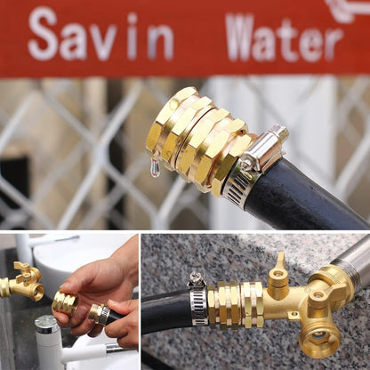 Solid brass Garden Hose Fittings Connectors Adapter Heavy Duty Brass Repair Male, Female faucet leader coupler dual water hose connector (3/4" GHT Double Male Double Female 4 Pcs)