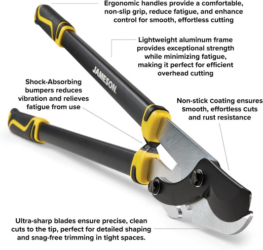 Heavy-Duty 32″ Geared Bypass Lopper | 1-3/4″ Cutting Capacity | Compound Lever & Gear Technology | Aluminum Frame | Non-Stick Blade