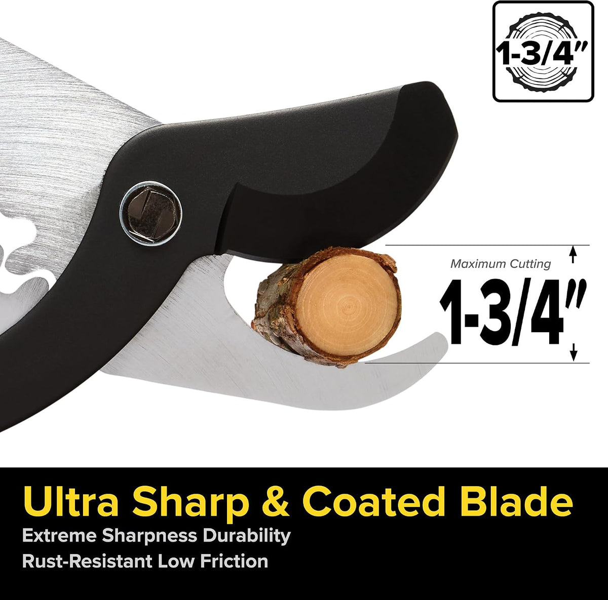 Heavy-Duty 32″ Geared Bypass Lopper | 1-3/4″ Cutting Capacity | Compound Lever & Gear Technology | Aluminum Frame | Non-Stick Blade