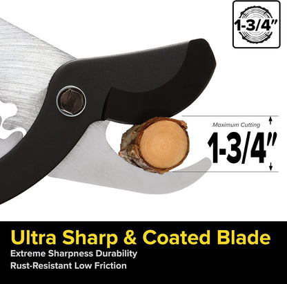 Heavy-Duty 32″ Geared Bypass Lopper | 1-3/4″ Cutting Capacity | Compound Lever & Gear Technology | Aluminum Frame | Non-Stick Blade